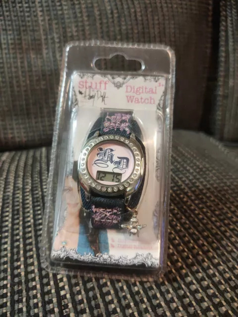 Hillary Duff Stuff - Denim Strap digital Watch with Bee charm - New in Box