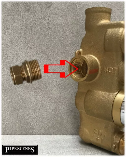Brass Concealed Shower Adaptor Straight 15mm x 25mm Thread (3/4" BSP)