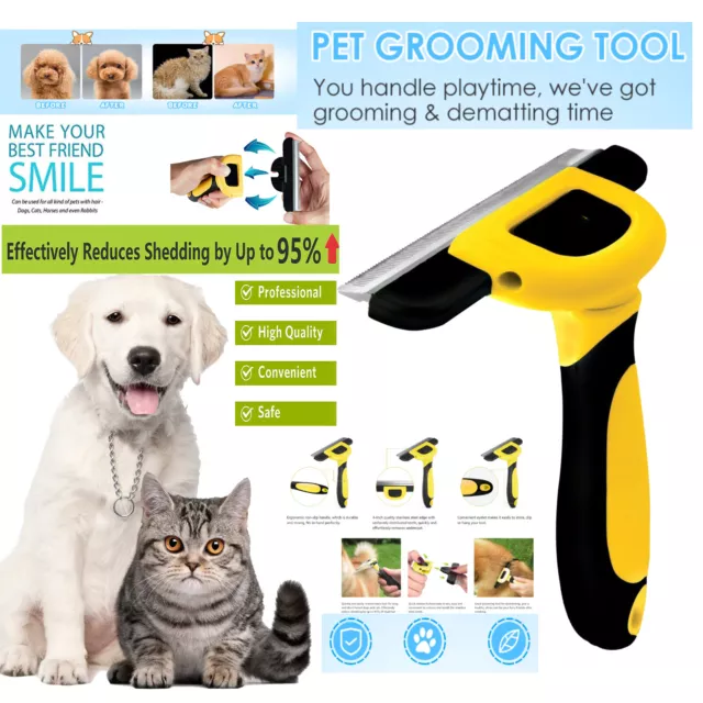 Pet Deshedding Tool Grooming Brush For Dog Cat Fur Hair Trimmers Comb Rake Tool