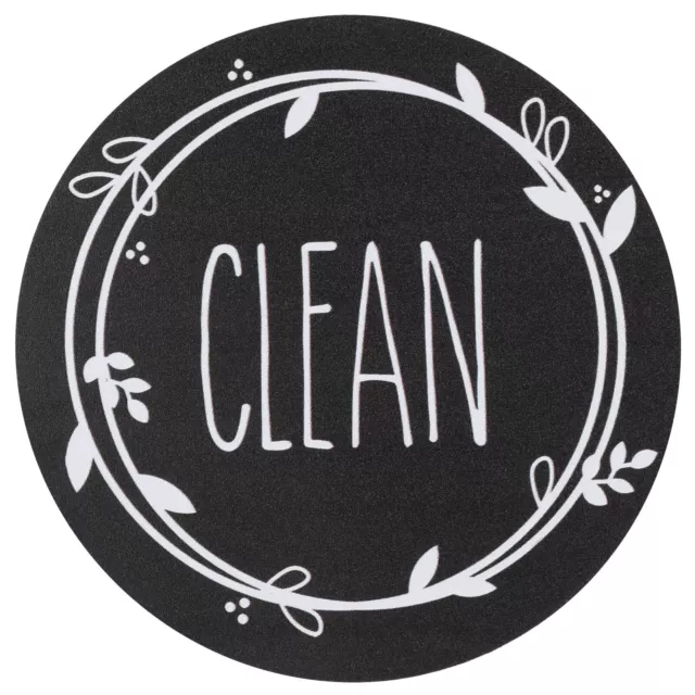 Dirty Clean Dishwasher Magnet, Round Refrigerator Sign Magnet, Black