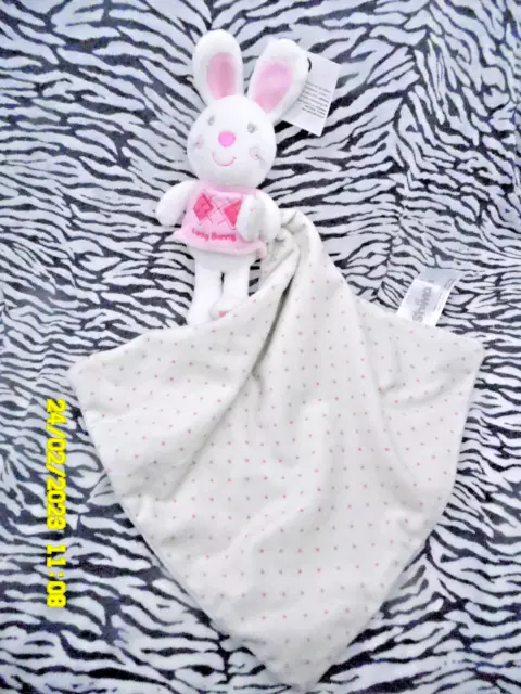 Cl/Shima Doudou Lapin Lucky Bunny Blanc Rose Mouchoir Creme Pois Rose 100% Neuf
