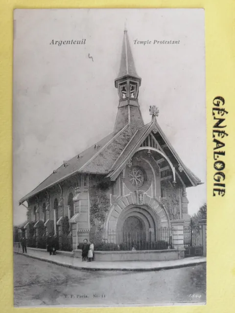 Carte Postale Ancienne 95 - ARGENTEUIL en 1904 Eglise TEMPLE PROTESTANT de 1895
