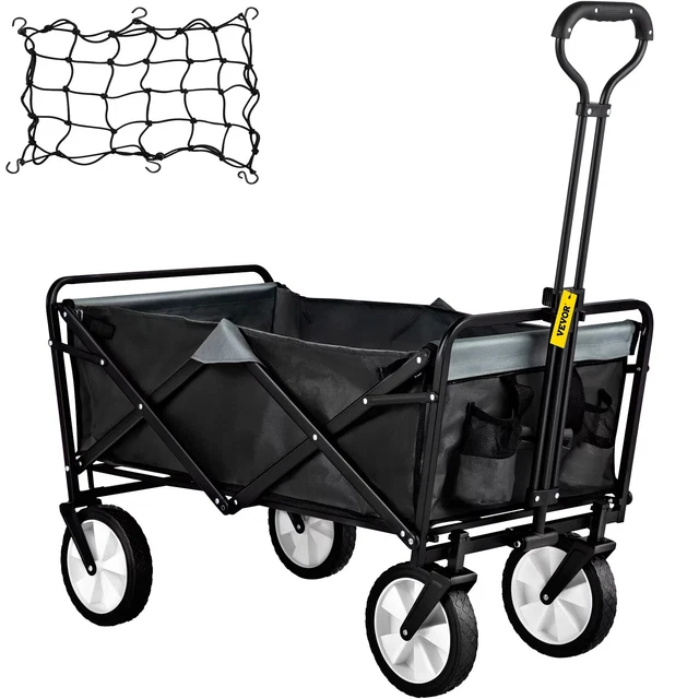 VEVORbrand Collapsible Wagon Cart ,Folding Wagon Cart , 176 lbs Load Beach Wagon