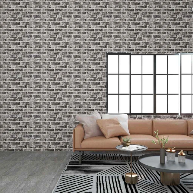 Panneaux muraux 3D Design de brique gris foncé 10 pcs EPS