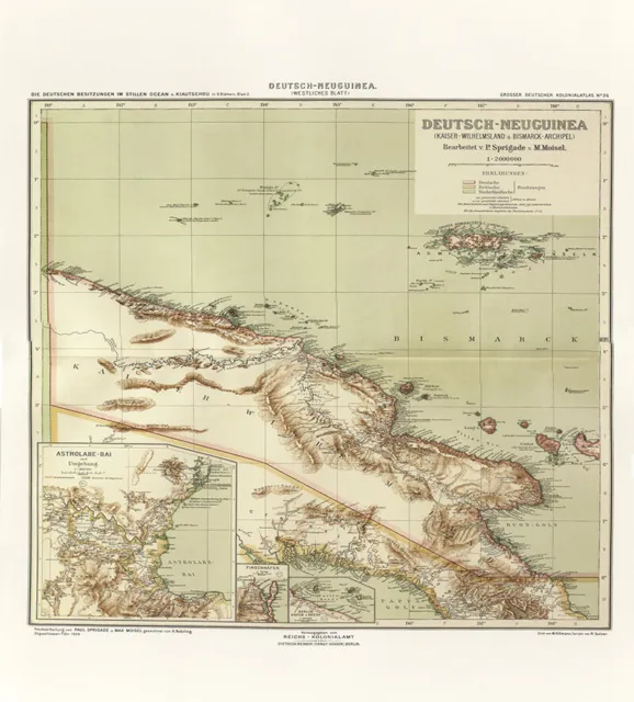 Deutsch Neuguinea Westlich Finschhafen Astrolabe Bismarck Land Kolonialatlas 109