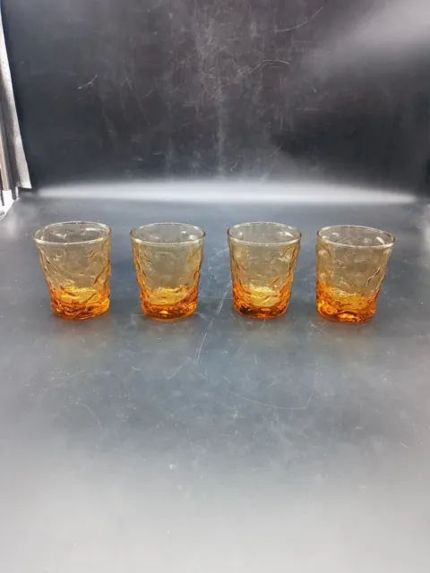 VTG set of 4 Anchor Hocking Lido Milano amber honey lowball/juice glass