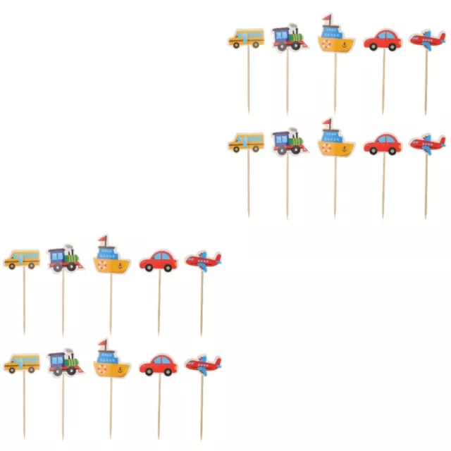 20 Pcs Cake Picks Toppers Cars Cupcake Construction Baby Pirate