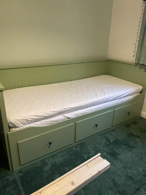 IKEA BRIMNES GREEN Day-bed Frame with 2 Drawers, 80x200 Cm (NO MATTRESS ...