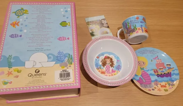 Melamin Abendessen Set Schüssel Teller Tasse Meerjungfrau Geschenk