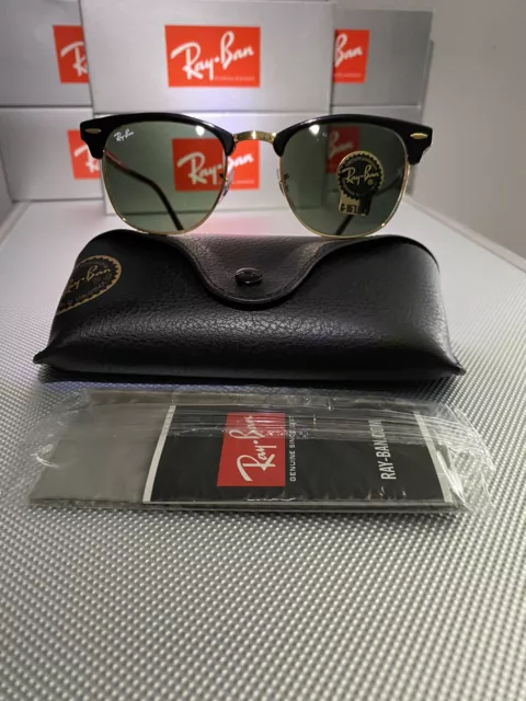 Ray-Ban Clubmaster RB3016 W0365 51mm Black on Arista with Classic G15 Green lens