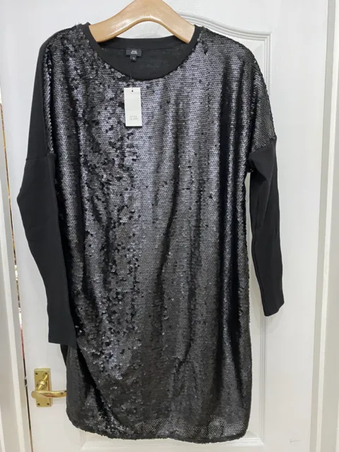 Bnwt River Island Silver Grey Sequin Dress Size 10/12