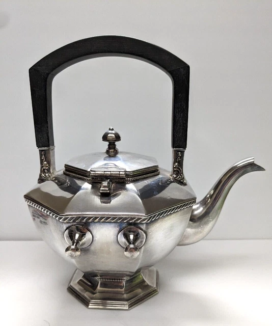 1930's MERIDEN B. COMPANY ART DECO SILVERPLATE TILTING TEAPOT