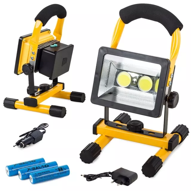 Lampe de chantier LED Imtex rechargeable sur batterie - 10 Watt - Avec  piquet de terre