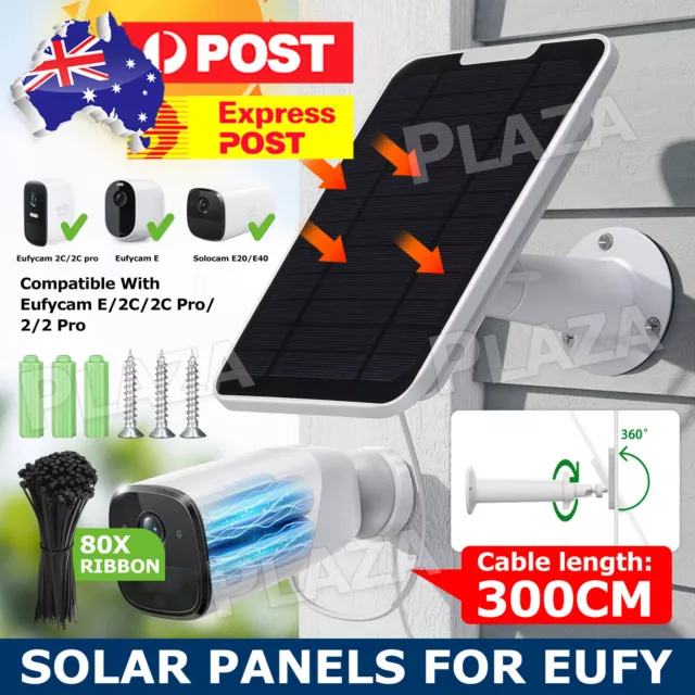 4W Solar Panels for Eufy Eufycam Cam E/2C/E/2 Pro Wall Mount 300CM Power Cable