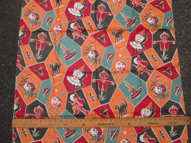 Vintage 1930's HALLOWEEN Fabric, for Costume, Very COOL! Witch, Scarecrow Cat ++