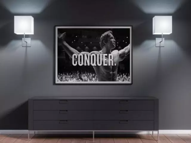 Arnold Schwarzenegger Conquer Poster, Body Building Legend High Quality Print,