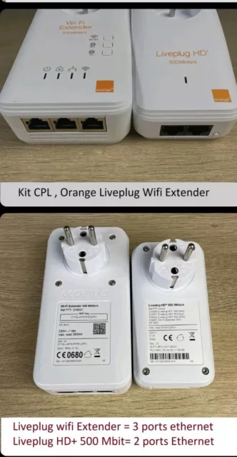 2 CPL Prise EXTENDER ETHERNET-Orange-2 Ports Ethernet
