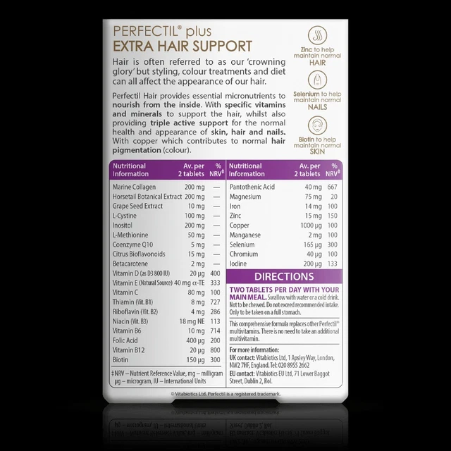 Individualized Back Support VITABIOTICS PERFECTIL HAIR Extra Support Supplement 60 Tablets £10.80 ...