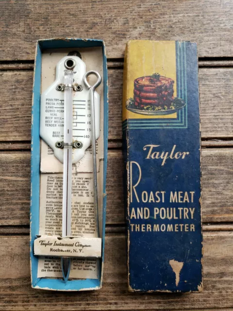 Vintage Taylor Roast Meat & Poultry Thermometer 1950s Box Directions Well  Loved