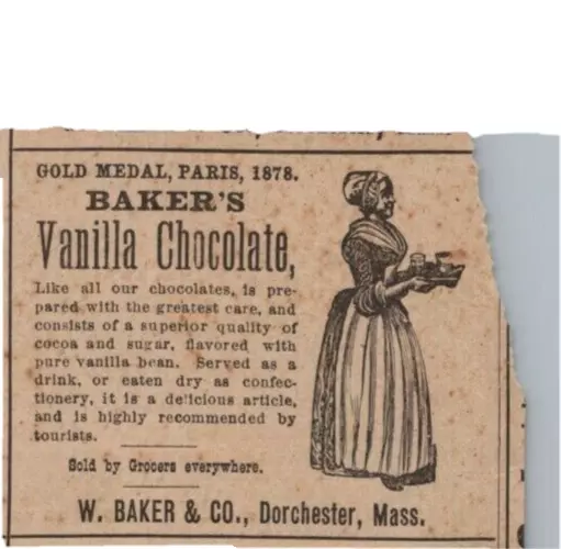 1880s Baker's Vanilla Chocolate Baker Mass 2.75x2 inch Victorian Advertisement