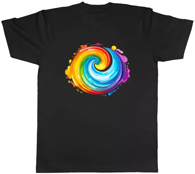 LGBTQ+ Pride Mens T-Shirt Rainbow Swirl Inclusion Unisex Tee Gift