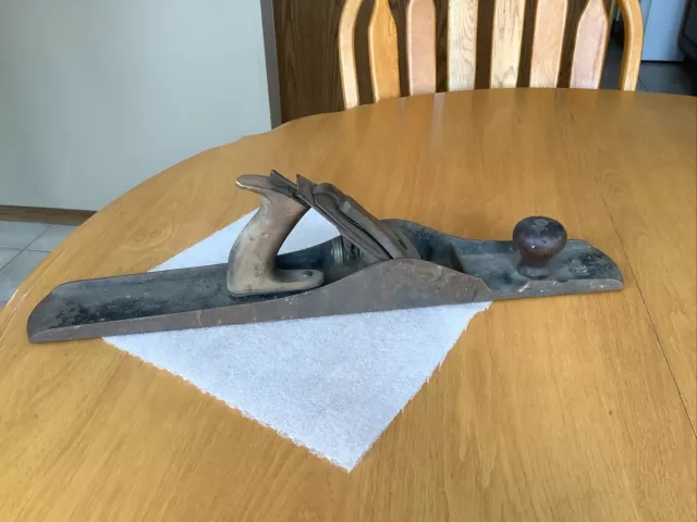 Vtg Stanley Bailey No. 7 Wood Plane With Corrugated Bottom 21” Metal