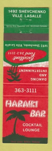 Matchbook Cover - Haraiki Bar Ville Lasalle QC