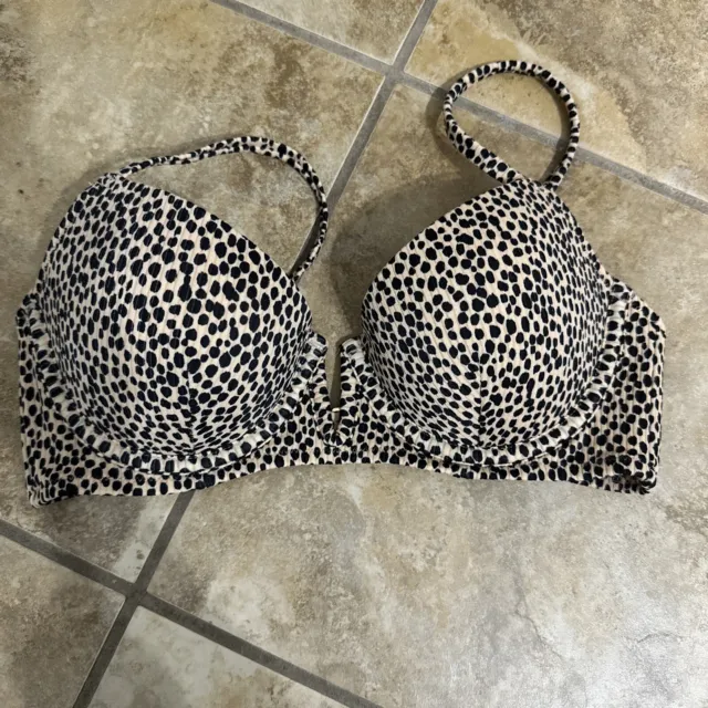 Shade & Shore Women’s Bikini Bra Top 34B Leopard Print Padded Underwire Swim