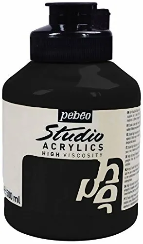 Pebeo - Barattolo di vernice acrilica Studio da 500 ml, colore: nero di (p6p)