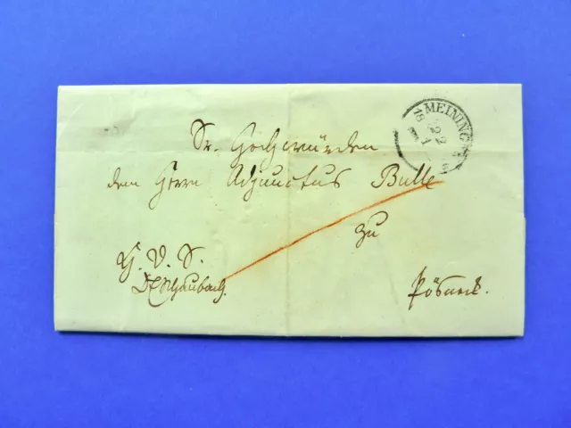 T&T-Brief 1846 aus HILDBURGHAUSEN, Stpl. MEININGEN + POESNECK - Inhalt, Siegel