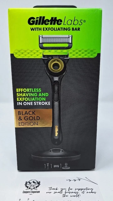 Rasoio e supporto magnetico da uomo Gillette Labs con barra esfoliante - nero e oro