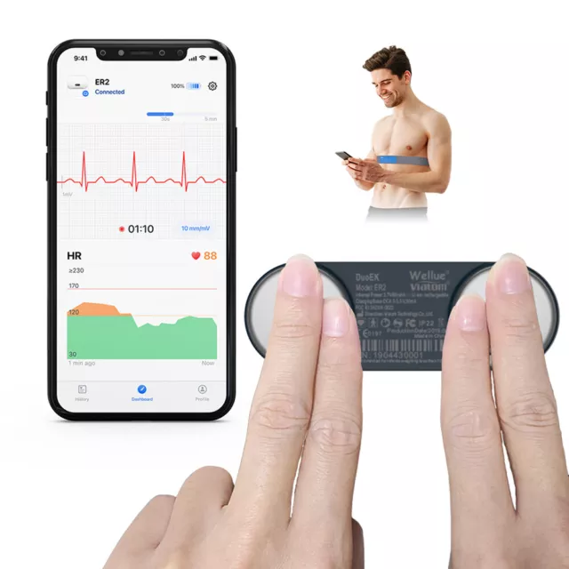 Monitor ECG con Fascia Toracica Monitoraggio frequenza cardiaca 15min Bluetooth