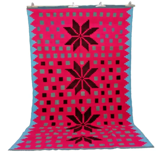 Vintage marokkanischer Teppich, handgefertigter alter Kelim, geometrischer...