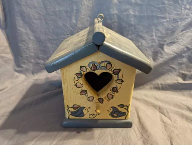 Handmade, Handpainted Wooden "Home Sweet Home" BirdHouse, 8" Tall - PRE-OWNED