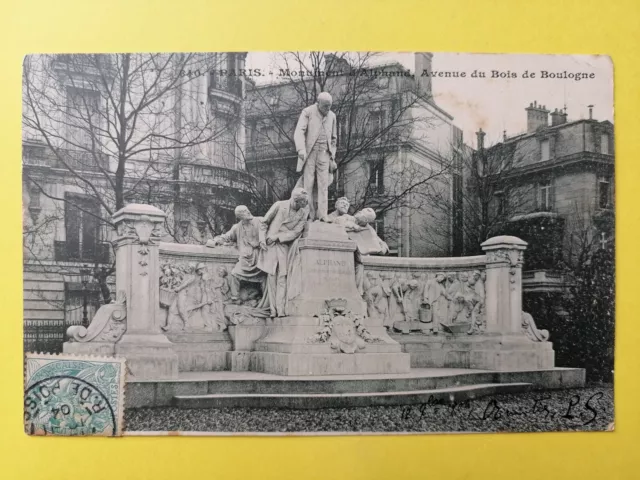 CPA ECRITE en 1904 PARIS MONUMENT Adolphe ALPHAND Directeur des TRAVAUX de PARIS