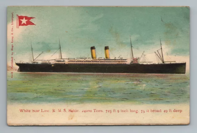 White Star RMS Baltic Steam Ship Liner Vintage Postcard