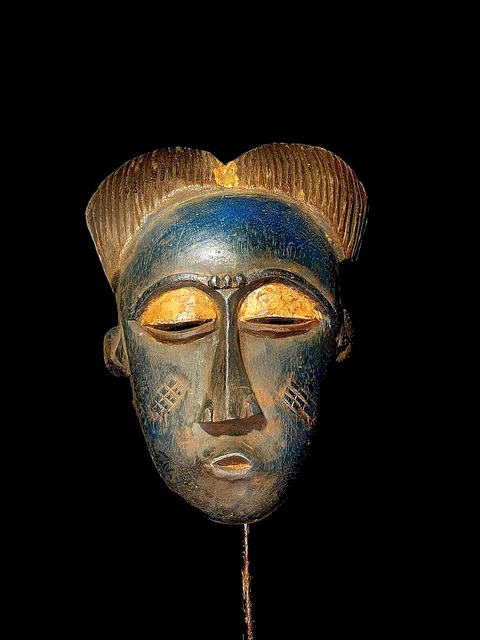GURO MASK African Tribal Face Mask Wood Hand Carved Vintage Wall Hanging-4999