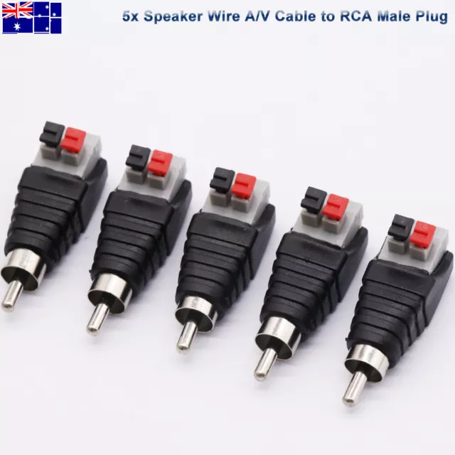 AU Speaker Wire A/V Cable to Audio Male RCA Connector Adapter Jack Press Plug