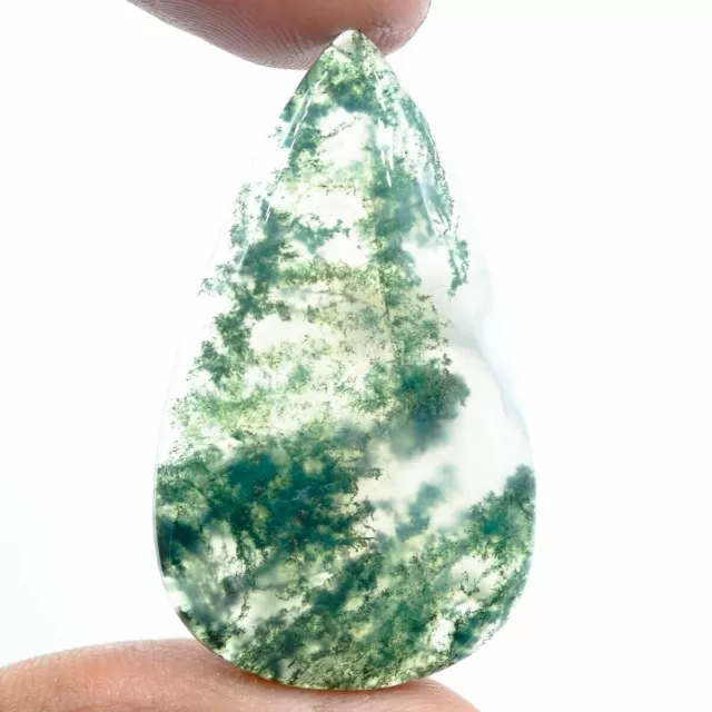 Cts. 41.40 Natural Moss Agate Cabochon Pear Shape Cab Loose Gemstone