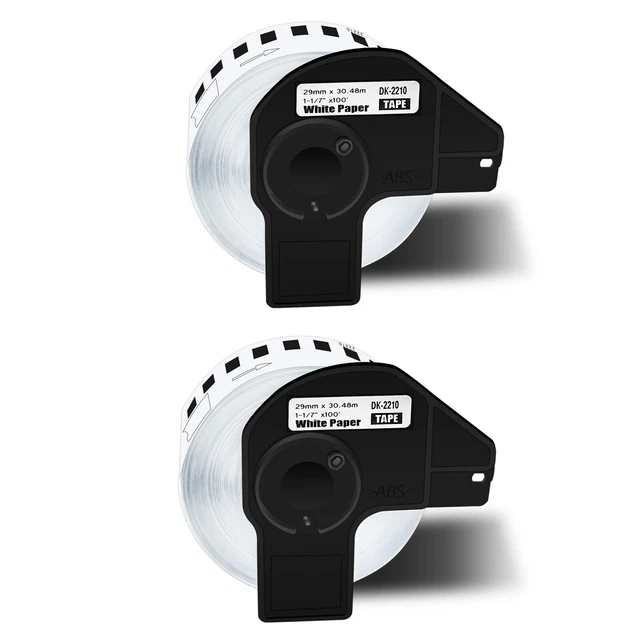 2 Rolls Continuous Labels Tape 1.1" x 100' Fits all Brother QL Printers DK-2210