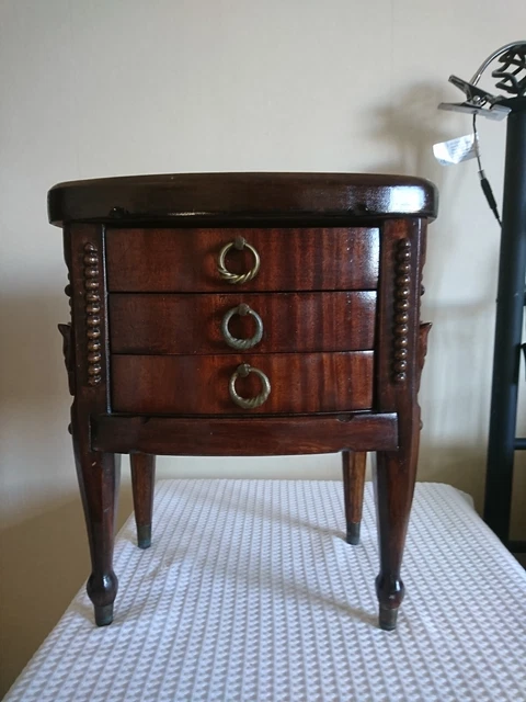 Unusual Vintage Solid Wood Freestanding Bow Front Chest Of Drawers Jewellery Box