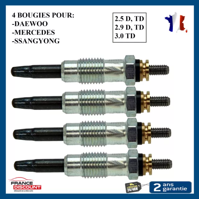 4 Bougie de préchauffage pour Mercedes Classe E 200 d MB 100 2,0 D diesel Vito