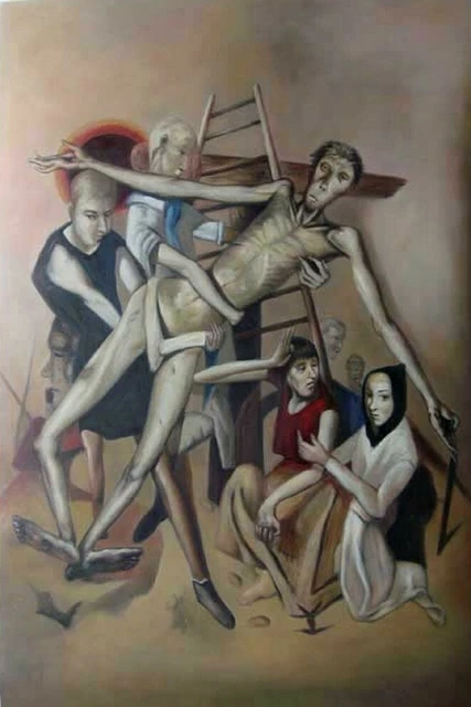 religion portrait surealiste tableau peinture huile sur toile / religious
