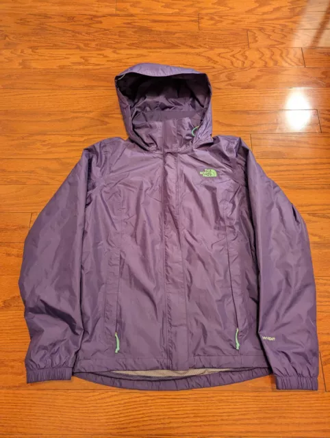 The North Face Resolve Rain Jacket Womens Medium Purple Full Zip Outdoors