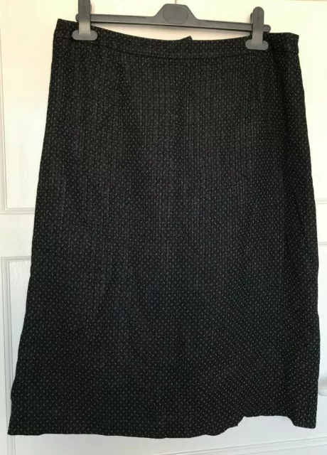 Laura Ashley Black White Spotty Wool Blend Pencil Skirt UK Size 12 Work Office