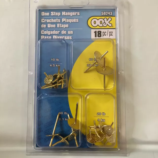 OOK 59243 One Step Picture Hangers 10-60 lbs., Brass Finish  NEW