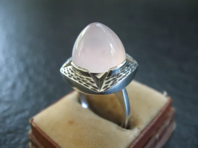 Ring Silber 835 Vintage Design von ca 1960 mit Rosenquarz Edelstein
