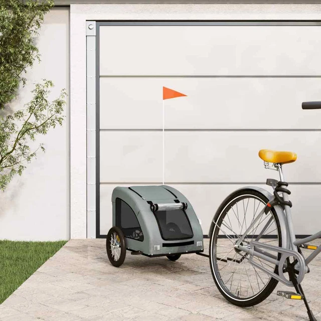Remolque de bicicleta para perros hierro y tela Oxford gris vidaXL