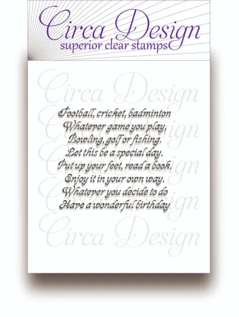 Clear Unmounted Male Birthday Verse Sentiment Rubber Stamp BDVS24