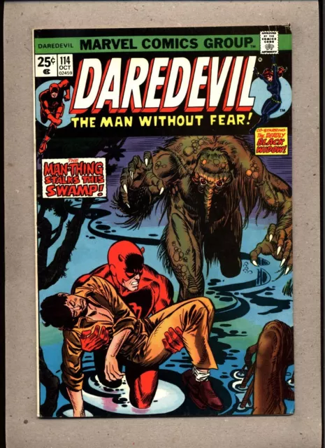 Daredevil #114_October 1974_Very Good+_Man-Thing_Black Widow_Bronze Age Marvel!